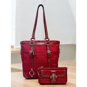 Y2K Coach F12344 Mini Signature Gallery Tote Bag & Wristlet